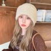 Sombrero Nuevo de Punto Esponjoso Otoño e Invierno Combinación Total Sombrero con Protección para las Orejas Cálido Sombrero para el Frío Compras Sencillo Rostro Pequeño Gorro Jersey Moderno para Mujer