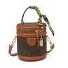 2026 Bolsa Colorida de Alta Qualidade Retro Transfronteiriça Mini Cilindro Redondo Estilo Bolsa de Mão Moda Chique Corrente Transversal Bolsa Balde