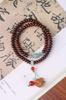 Pulseira de mão faça você mesmo de jacarandá com folheto acessórios de dossel de lótus círculo duplo personalidade tendência masculina e feminina mesmo pulseira de contas de canto de Buda