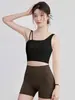 Top Regata de Yoga Plus Size Feminino com Alças e Costas Bonitas, Conjunto Esportivo Leve de Verão Profissional para Fitness com Shorts 3/4