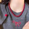 Ancola collar rojo de cuentas para mujer otoño e invierno 2024 nuevo retro lujo ligero cadena de cuello cadena de clavícula venta al por mayor