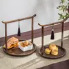 Bandeja de Chá Retrô de Bambu Estilo Chinês com Alça para Preparo de Chá, Bandeja para Lanches de Frutas Secas, Adequada para Casas de Chá, Pousadas e Uso Doméstico Caixa de Lanches