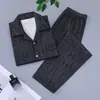 Pijama de Verano para Hombre, Manga Corta y Pantalón Largo, Sencillo y Holgado, Tallas Grandes, Cómoda Ropa de Casa de Algodón para Hombres Adolescentes en Verano