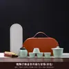 Conjunto de Chá de Viagem Simples de Cerâmica Preta para Exterior Cerâmico Portátil para Preparo de Chá Caixa de Presente Xícara de Chá Rápida Kung Fu com Impressão de Logo