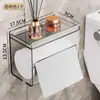 Caja de pañuelos multifuncional impermeable de pared y portarrollos de papel para baño del hogar, práctica e instalación sin perforaciones