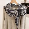Bufanda Larga de Imitación Seda y Lana de Doble Cara y Doble Capa con Borde Biselado para Mujer, Primavera, Otoño e Invierno, con Correa Ancha, Bufanda Versátil