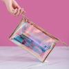 Nova bolsa de cosméticos a laser, grande capacidade, multifuncional, à prova d'água, bolsa de armazenamento portátil, cor mágica, transparente, bolsa de lavagem