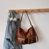 Mochila, Bolso Cruzado, Gran Capacidad para Mujer, Bolso de Hombro Moderno y Sencillo, Bolso Cubo Retro Esmerilado, Comercio Exterior Transfronterizo