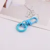 Pingente de chaveiro com argola de mola colorida de 20mm com fecho, acessório para chaveiro de boneca de contas DIY
