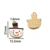Pingente de Aço Inoxidável Desenho Papai Noel com Design de Gotejamento de Óleo, Pulseira DIY Feita à Mão, Colar, Chaveiro, Enfeite Pendente, Acessório