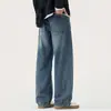 Nuevos jeans para hombre de otoño e invierno, corte recto holgado, cintura elástica, acabado lavado, estilo americano retro, pantalones largos casuales