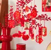 Etiqueta Roja Festiva de Año Nuevo Decoración de Árbol de la Fortuna para el Día de Año Nuevo Tarjeta Colgante Pequeña Decoración para Empaque de Regalos Chinos Etiqueta Colgante