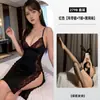 Lencería sexy de encaje con escote en V profundo, elegante y seductora, con una abertura, diseño transparente, estilo halter y un look de uniforme estilo francés