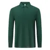 Camisa polo de manga longa mercerizada dupla face em Lyocell, peso pesado, para primavera e outono, com logotipo personalizado para vestuário de trabalho de escritório, com texto impresso