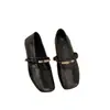 Sapatos femininos baixos estilo francês, nova moda outono 2026, sapatos Mary Jane planos e versáteis com bico quadrado elegante