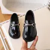 Zapatos Negros de Cuero para Niños, Nuevos Modelos de Primavera y Otoño, Zapatos de Pasarela para Niños, Zapatos de Florero para Bodas, Zapatos de Vestir Individuales para Niños Estilo Británico