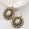 Pendientes Populares de Estilo Étnico Occidental Transfronterizos Turquesa Retro Creativo Encaje de Turquesa Incrustado de Diamantes Pendientes Personalizados Exagerados