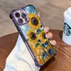Funda con Airbag Antigolpes Estilo Pintura al Óleo Popular Transfronteriza de Girasol para iPhone 16, Funda de Teléfono Transparente para Apple 17Pm