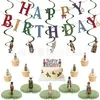 Faixa de aniversário Quebra-Nozes em estoque transfronteiriça, faixa de letras color block vintage, decoração suspensa em espiral, topo de bolo e ornamento de exibição