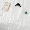Blusa de Malha Manga Longa Camada Base Feminina Outono Inverno Roupa Íntima Suéter Gola Branca Nova Elegante Emagrecedora Top de Início de Outono