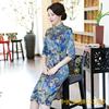 Vestido Cheongsam Bordado Ai Qi Talla Grande 6XL Nuevo de Primavera y Verano 2020 Vestido Cheongsam Talla Grande de Largo Medio Vestido de Manga Media para Chica Gordita