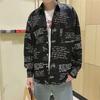 Camisa de manga larga de primavera y otoño estilo retro chic de Hong Kong de marca de moda japonesa, chaqueta de camisa fina con estampado personalizado de estilo coreano para hombre