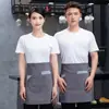 Delantal de trabajo unisex de lona con logo estampado para restaurante occidental, panadería, bar, medio delantal de camarero, venta al por mayor