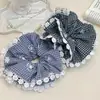 Ins Estilo Ballet Cuadros Azul Marino Encaje Mori Anillo para el Pelo de Intestino Grande Cuerda para el Pelo Dulce Cremosa Chica Linda Accesorios para el Cabello de Mujer