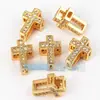 Acessórios para joias DIY contas pequenas em forma de cruz com microincrustação de cobre puro acessórios cor ouro rosa/White K/Dourado