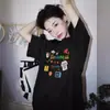 Verão 2026 Nova Camiseta Top de Algodão Puro Estilo Coreano Tamanho Grande com Estampa Divertida de Desenho Animado, Unissex de Manga Curta e Versátil