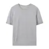 Verano Nuevo Suéter de Punto Fino para Hombre de Manga Corta 100% Lana Peinada 18 Puntos Cuello Redondo Camiseta Pulóver Color Puro Tejido