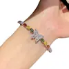 Pulseira Aberta Cruzada Europeia e Americana de Zircônia Gota d'Água Borboleta, Pulseira de Luxo Leve de Alta Qualidade, Joia Personalizada Versátil e Elegante para Mulheres