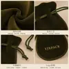 Bolsa de terciopelo con forma de calabaza en color verde oscuro con cordón para guardar joyas, objetos de colección, nueces y semillas de bodhi, disponible con logo personalizado