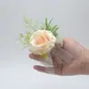291 Venta al por mayor de fábrica Boutonnières de Boda para Novio y Novia en Stock Entrega Rápida Transfronterizo Estilo Occidental Temática de Bosque Boda Blanca y Verde