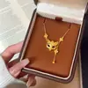 Nuevo Collar de Máscara de Zorro Retro Literario Estilo Chino Misterioso Oriental Espíritu de Hada Chapado en Oro de 18 Quilates Borla Celebración de Boda