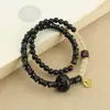 Pulsera Duobao de Madera Simple y de Moda con un Solo Círculo, Sándalo, Arañazo de Gato, Bodhisattva, Pulsera Retro de Moda para Hombres y Mujeres