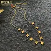 Bestseller Transfronterizo de Amazon Acero Inoxidable Completo Moda Europea y Americana Patrón de Diamante Collar de Perlas Redondas Joyería de Acero Inoxidable No se Desvanece Venta al por Mayor
