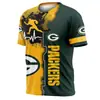 Camiseta Deportiva de Verano 3D con Estampado Digital de Equipo de la NFL Europea y Americana Transfronteriza 2024 para Hombre y Mujer, Manga Corta, Cuello Redondo