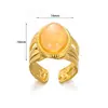 Anillo retro europeo y americano de acero inoxidable chapado en oro de 18k incrustado con piedra natural joyería joyería al por mayor
