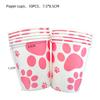 Perro Mascota Huellas de Pata de Perro Rosas Fiesta de Cumpleaños Vajilla Platos de Papel Vasos de Papel Servilletas Mantel Cuchara Decoración Suministros de Arreglo