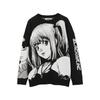 Suéter Death Note para Hombre y Mujer Otoño e Invierno Cuello Redondo Holgado Tejido de Punto Suéter Oscuro para Pareja Segunda Dimensión para Mujer
