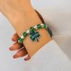 Pulsera con letras de hierba de múltiples hojas para regalo de festival transfronterizo europeo y americano, pulsera simple de cuentas verdes, joyería para festival de la cerveza