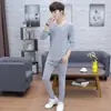 Roupa térmica para estudantes do ensino fundamental, calça comprida de gola média para adolescentes e homens, suéter completo