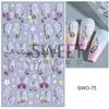 Pegatinas de uñas transfronterizas con diseño de mariposas en color flor de melocotón pintadas a mano en relieve tridimensional para primavera