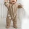 Mameluco de bebé con mangas cortas para otoño e invierno, engrosado para el invierno, adecuado tanto para niños como para niñas, atuendo para gatear, ropa para exteriores, cálido