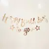 Decoración de Cumpleaños Oro Brillante Arte Latte Feliz Popular Fiesta Fondo de Pared Bandera de Tracción Estrella de Cinco Puntas Pancarta de Fiesta de Cumpleaños