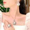 Aretes de Perlas Gema Colmena Cometa Mujer Rica Cuentas de Mar Profundo Collar y Anillo de Zirconia Copo de Nieve