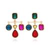 Pendientes de diamantes de colores geométricos con costuras multicapa y temperamento de personalidad europea y americana, pendientes retro creativos de alto sentido, pendientes transfronterizos