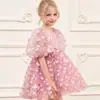 Vestido de princesa para meninas com mangas bufantes, tule e design de borboleta 3D, vestido de florista para aniversário infantil, produtos transfronteiriços europeus e americanos