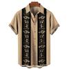 Camisa hawaiana de manga corta informal con estampado 3D de playa para hombre, estilo hawaiano, holgada, de verano, estilo transfronterizo